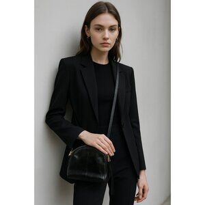 HOBO Black Leather Crossbody Bag Small Dome Shape Zip Top Adjustable Strap Vinta